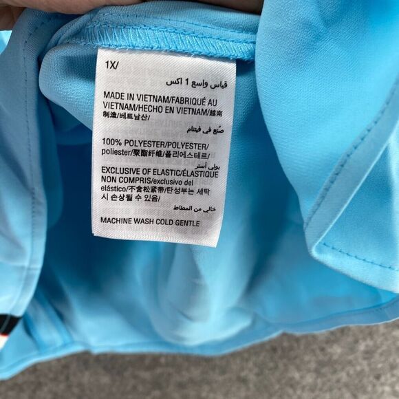 New Alfani Blouse Women 1X Plus Blue Striped Zipper 3/4 Sleeve Round Neck Casual - Picture 7 of 10